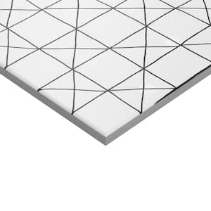 Infinitum Encaustic Black and White 3 in. x 0.35 in. Matte Porcelain Floor and Wall Tile Sample