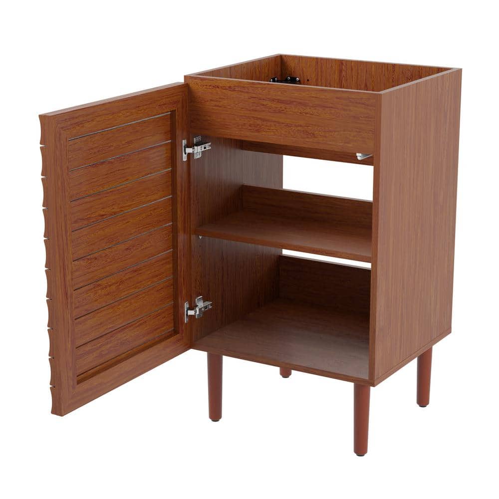 Walnut 20" Modern Linear Slat Bath Vanity Cabinet