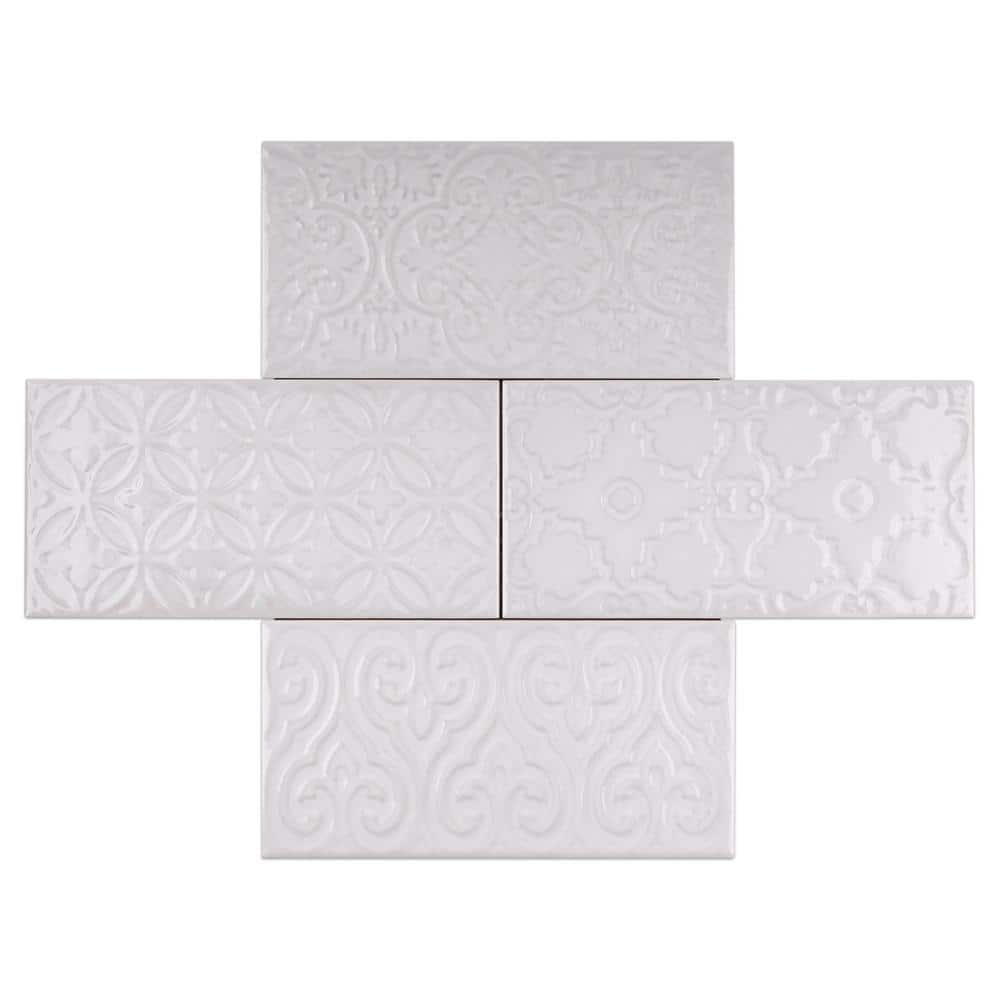 Blanco White Polished Ceramic Subway Wall Tile 5x10