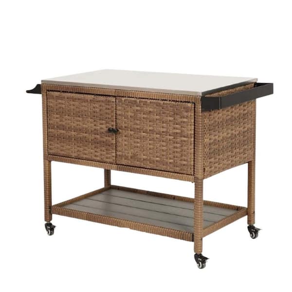 Unbranded Metal Patio Outdoor Bar Cart Home Bar Serving Cart Wine Cart Patio Wine Serving Cart  w/Wheels Microwave Cart Drink Cart