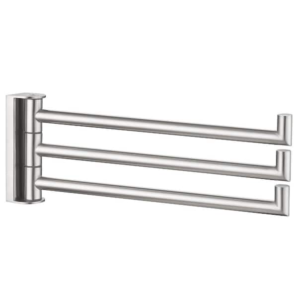 Swivel Hand Towel Holder, 3 Bars, Brushed Nickel, 304 Stainless Steel Towel Rack for Bathroom Wall Mount