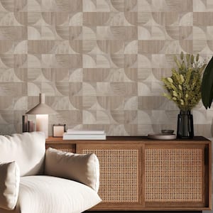 Sublime Wood Round Shapes Brown Wallpaper Sample
