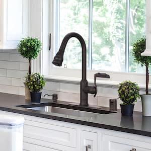Single Handle Pull-Down Sprayer Kitchen Faucet in Oil Rubbed Bronze