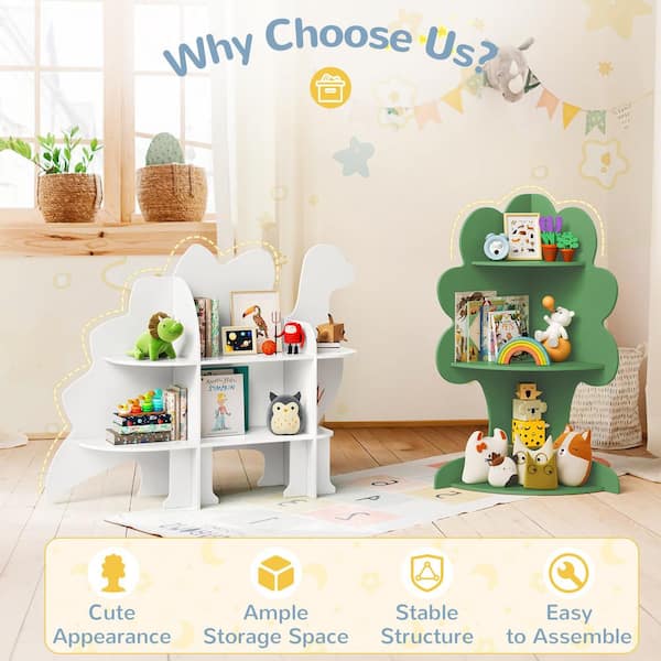 OrangeOne Green MDF 3 Shelfs Tree-Shaped Kids Bookcase Corner