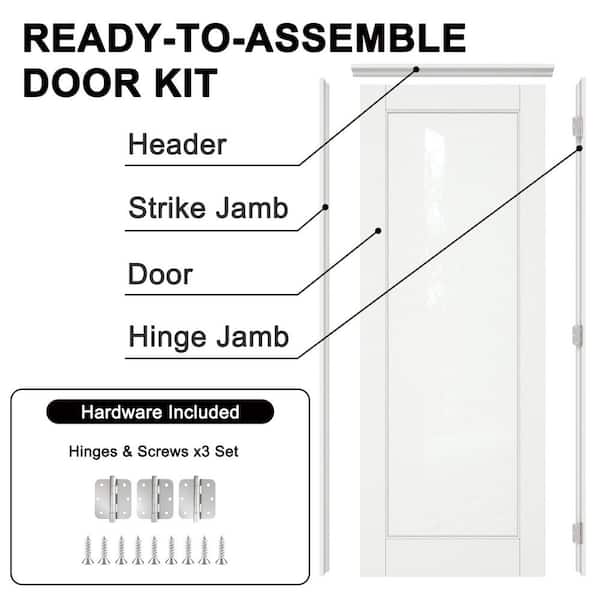 30 in. x 80 in. Left Hand 1-Lite Frosted Glass White Solid Core Assembly Required Single Interior Door with Weatherstrip