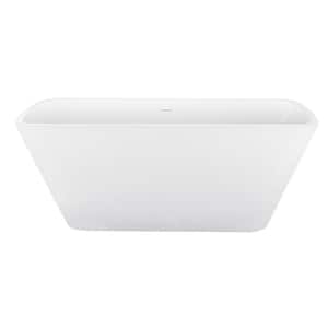59 in. x 28 in. Acrylic Center Drain Soaking Flatbottom Rectangular Freestanding Bathtub in White