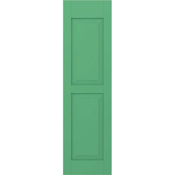 Ekena Millwork 12 in. W x 74 in. H Americraft 2-Equal Raised Panel Exterior Real Wood Shutters Pair in Lily Pads