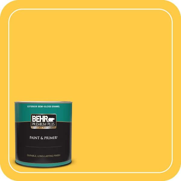 BEHR PREMIUM PLUS 1 qt. #P290-6 English Daisy Semi-Gloss Enamel Exterior Paint & Primer