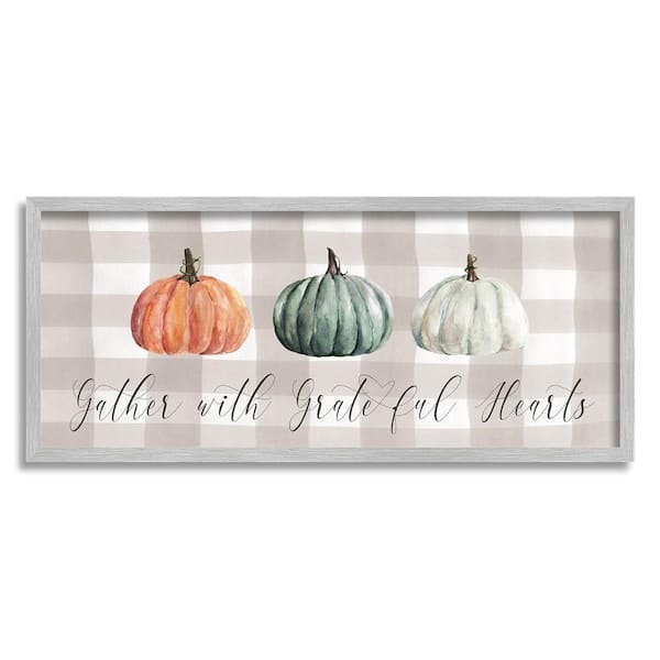 Stupell Industries Tartan Gather Fall Phrase by Carol Robinson 1 Piece Framed Graphic Print Typography Poster Art Print 24 in. x 10 in.