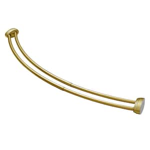 72 in. Aluminum Rustproof Double Curved Shower Curtain Rod, Adjustable from 45 in to 72 in, Wall Mounted in Gold