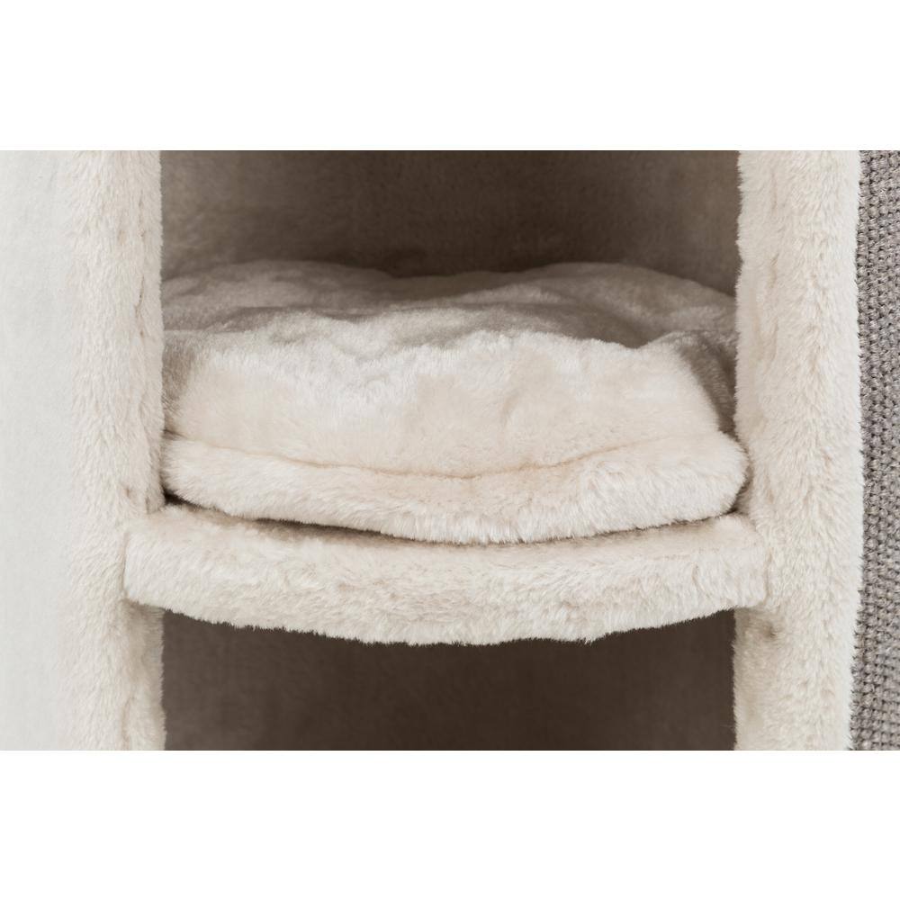 Gray and Taupe Sisal 2-Story Cat Tower with Removable Cushions