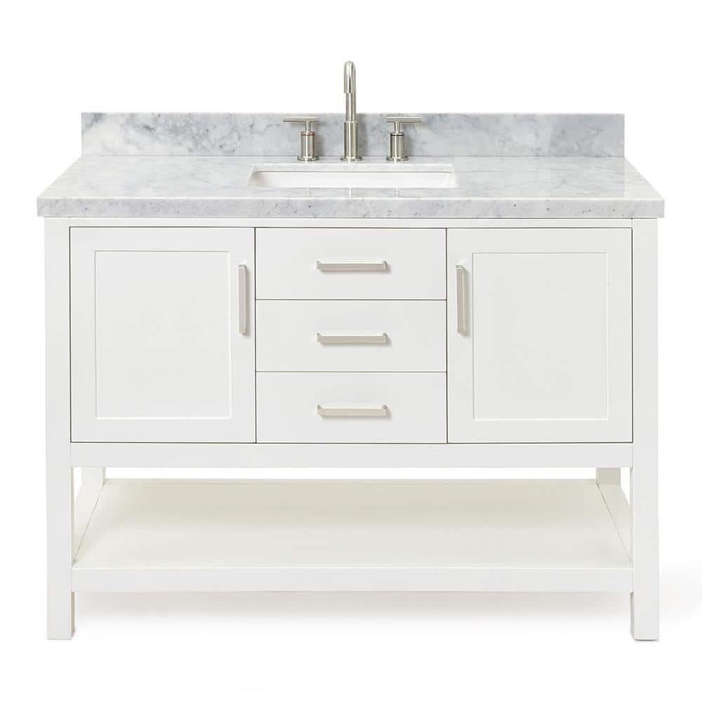 Bayhill 49" White Marble Top Single Sink Vanity