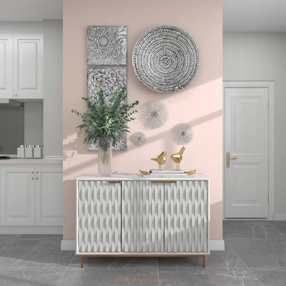 Silver Metal 3D Starburst Wall Sculpture Set of Three