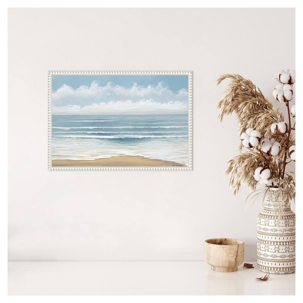 Smooth Beach Waves Nautical Canvas Print with Beaded Frame