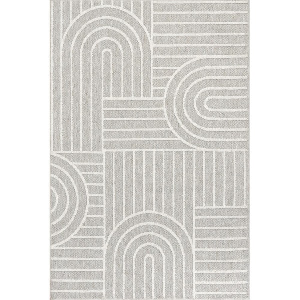 nuLOOM Liliya Light Grey 5 ft. 3 in. x 7 ft. 7 in. Modern Geometric Machine Washable Area Rug