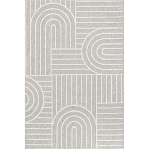 Liliya Light Grey 8 ft. 10 in. x 12 ft. Modern Geometric Machine Washable Area Rug