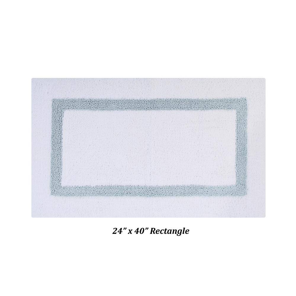White and Blue Cotton Reversible Bath Rug Set