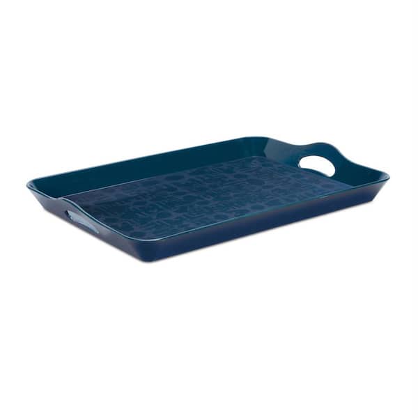 Blue Rectangle Plastic 17 in. Tray
