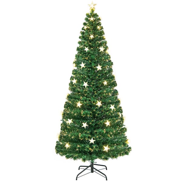 Angeles Home 6 ft. Black Pre-Lit LED Artificial Christmas Tree with PVC Branch Tips and Warm White Lights