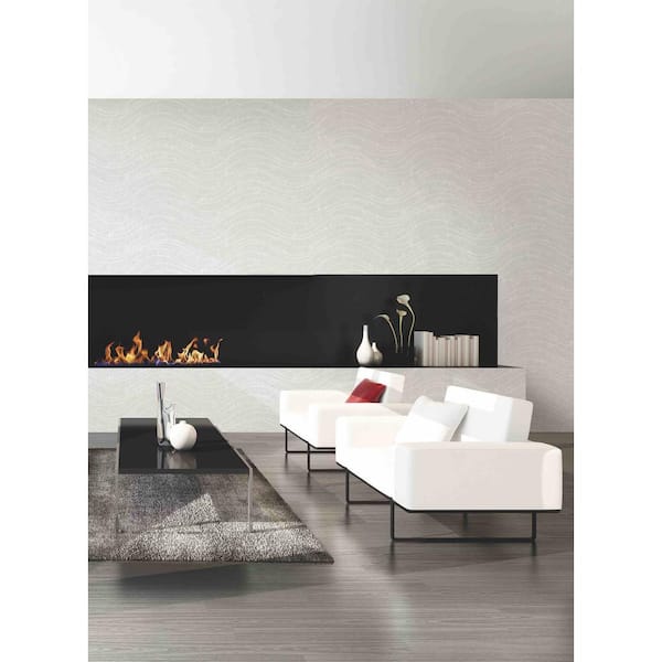 Waves Effect Light Grey Paper Non - Pasted Strippable Wallpaper Roll Cover 60.75 sq. ft.