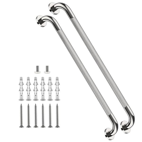 32 in. Chrome Shower Grab Bar, 1.25 in. Diameter Stainless Steel Wall Safety Handrail Support