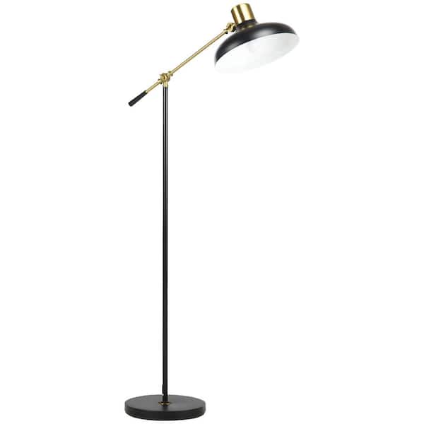 67 in. Black Contemporary 1-Light Smart 1-Way (On/Off) Standard Floor Lamp for Living Room with Linen Drum Shade