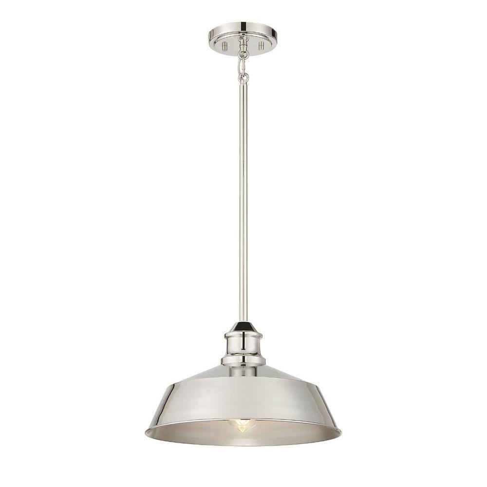 Polished Nickel Vintage Industrial 1-Light Pendant