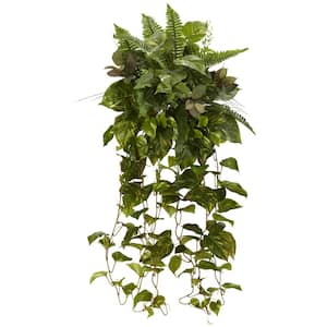 51 in. Artificial Variegated English Ivy Leaf Vine Hanging Plant Greenery Foliage Bush
