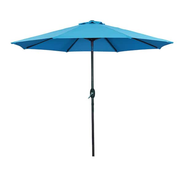 maocao hoom 9 ft. Round Outdoor Market Patio Umbrella without Base in Lake Blue