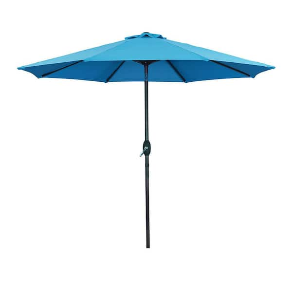 Tidoin 9 ft. Aluminum Market Umbrella Tilt Patio Umbrella in Blue SM ...