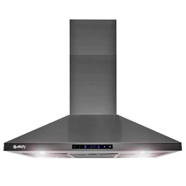 Golden Vantage 36 in. 343 CFM Convertible Island Mount Range Hood Touch Controls and LED Lights in Black Stainless Steel