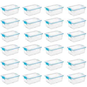 12 qt. Plastic Storage Bin Container Clear Gasket Sealed Box, (24-Pack)
