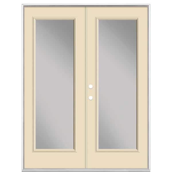 Masonite 60 in. x 80 in. Golden Haystack Steel Prehung Right-Hand Inswing Full Lite Clear Glass Patio Door in Vinyl Frame