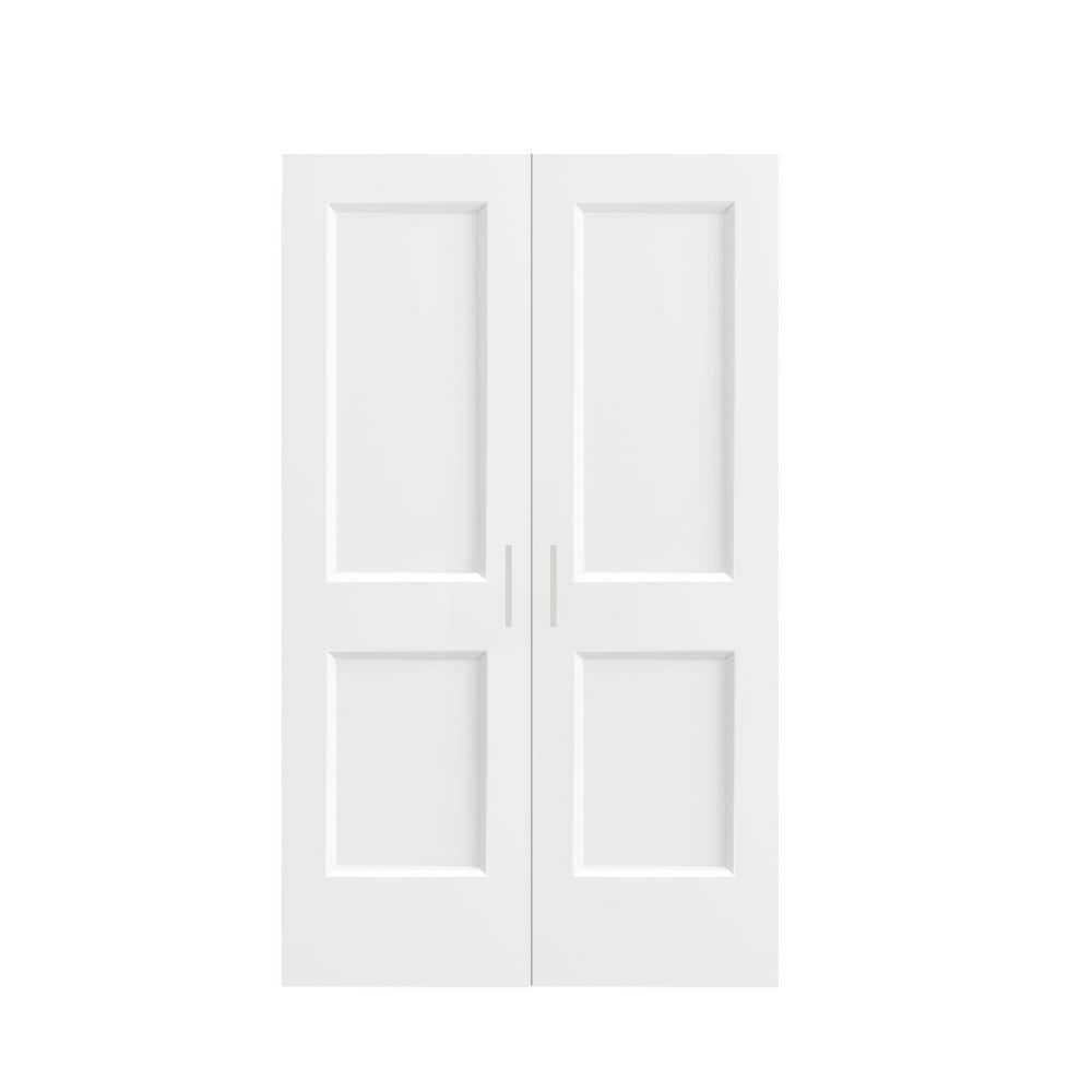 48 in. x 80 in. (Double 24 in.) 2 Panel French Door without Jamb White Hollow Core Wood Bi-fold Door with Ball Catch price history on PriceWatchPro