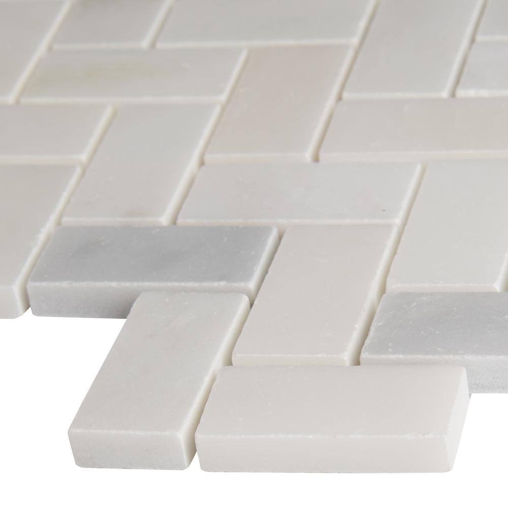 Greecian White Herringbone Polished Marble Mosaic Tile