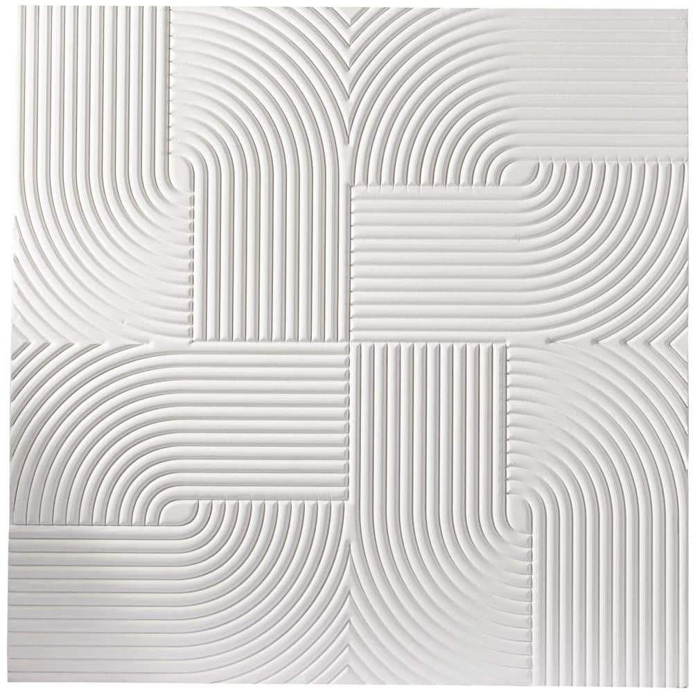 48'' White Geometric Wood Square Wall Art