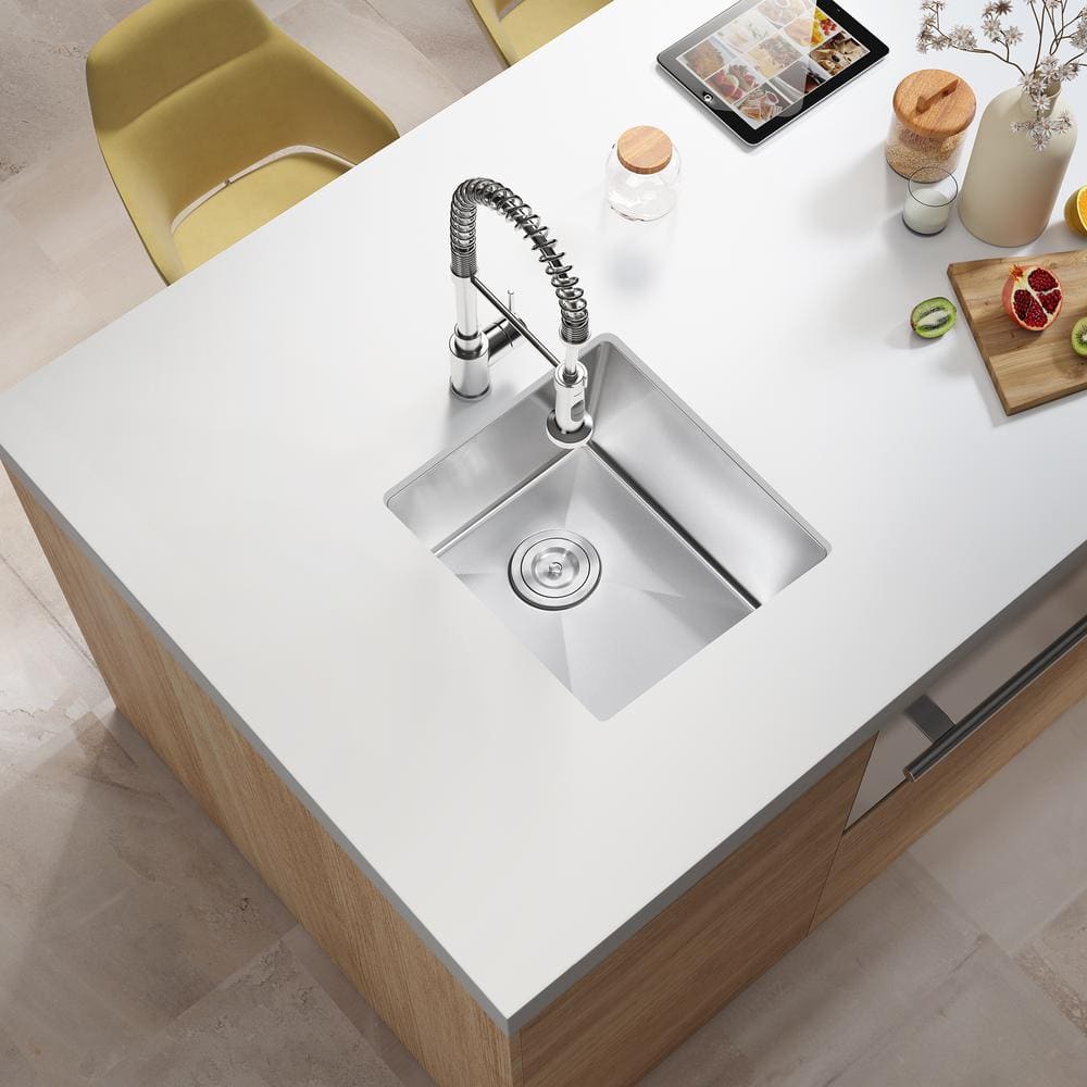 15'' Brushed Stainless Steel Undermount Single Bowl Kitchen Sink