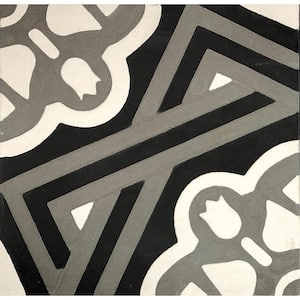 KCT 03 Black, White, Grey 8 in. x 8 in. Regular Handmade Floor/Wall Cement Tile (7.11 sq. ft./Box)