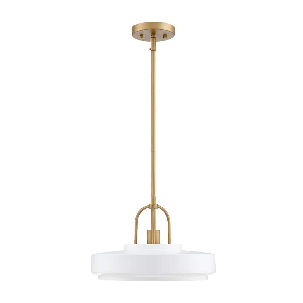Odea Matte White and Brushed Gold Mid-Century Modern Pendant Light