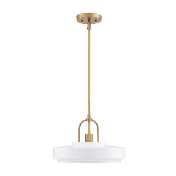 Odea 60-Watt 1-Light Matte White Transitional Pendant Light with Matte White Metal Shade and No Bulbs Included