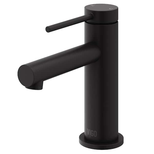 VIGO Jewel 6 in. Single-Hole Single Handle Bathroom Faucet in Matte Black