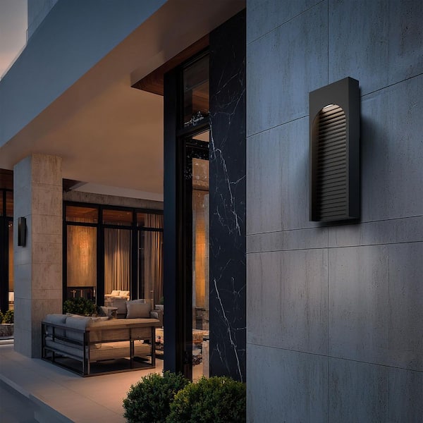 Orlene 16 in. 1-Light Black Indoor/Outdoor Wall Sconce with Glass Diffuser 3000K