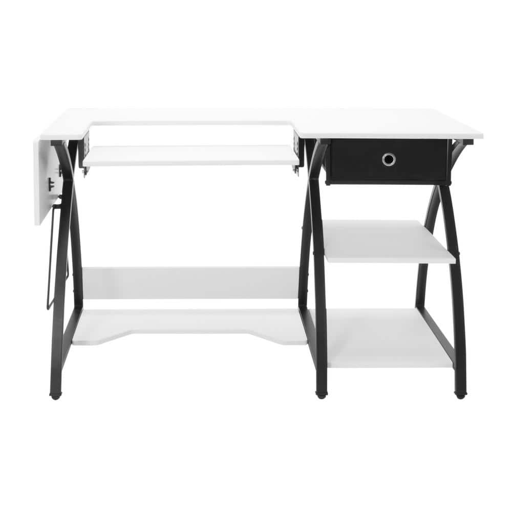 Comet Plus Adjustable Black and White Hobby Desk with Storage
