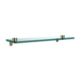 16 in. L x 2 in. H x 5 in. W Clear Glass Vanity Bathroom Shelf in Satin Brass