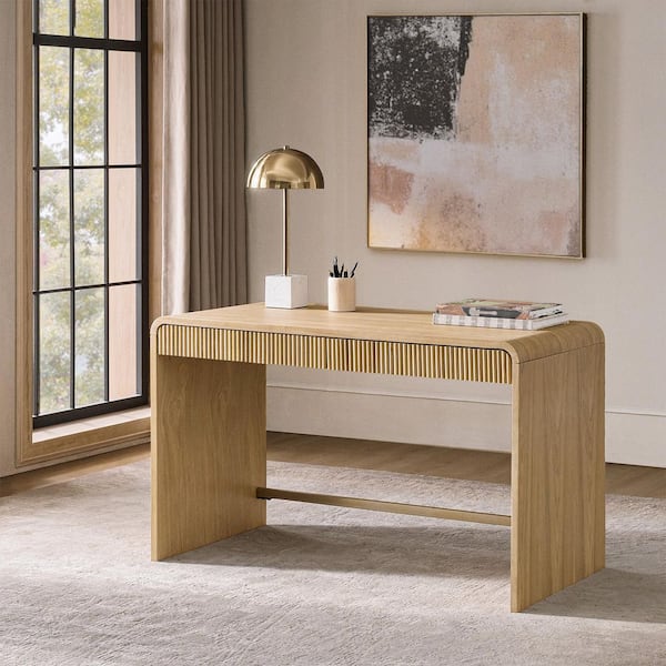 JAYDEN CREATION Fernando 48.5 in. Rectagnle Oak Wood Office 2