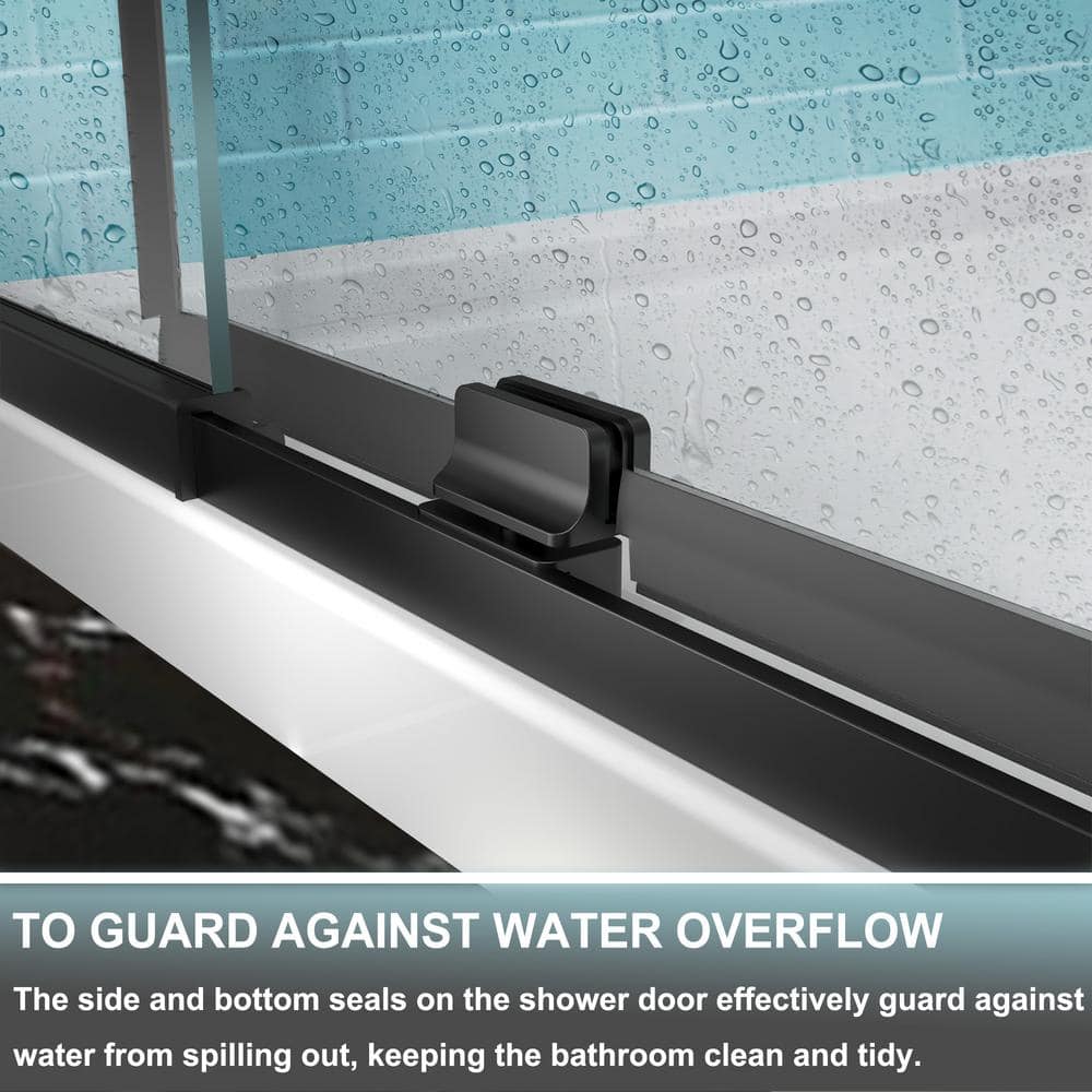 32 in. Matte Black Semi-Frameless Pivot Shower Door with Clear Glass