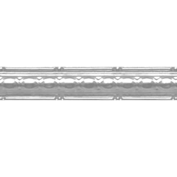 Shanko 2-1/2 in. x 4 ft. Brite Chrome Nail-up/Direct Application Tin Ceiling Cornice (6-Pack)