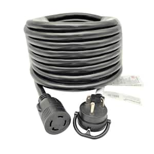 50 ft. 10/3 3-Wire RV 30 Amp 125-Volt NEMA TT-30P Plug to Generator L14-30R Transfer Switch Adapter Cord(2-Hots Bridged)