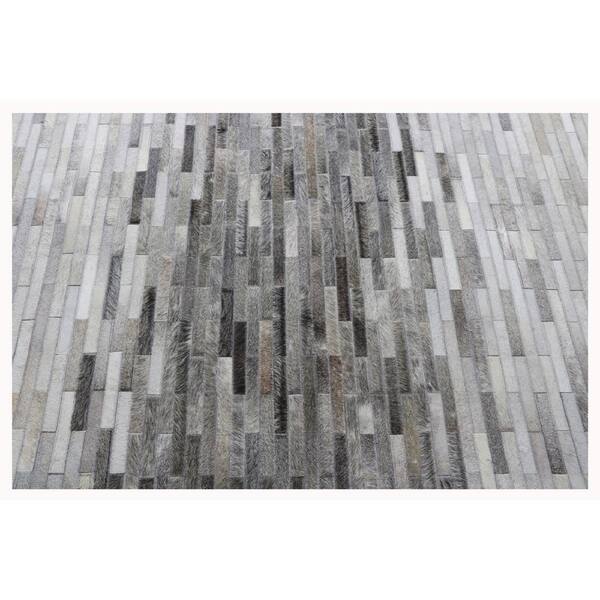 Galaxy Silver 9 ft. x 12 ft. Geometric Cowhide Area Rug