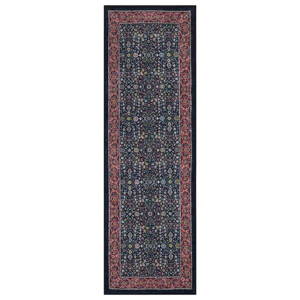 Ottomanson Basics Collection Non-Slip Rubberback Bordered Design 2x5 Indoor Runner Rug, 1 ft. 8 in. x 4 ft. 11 in., Light Gray